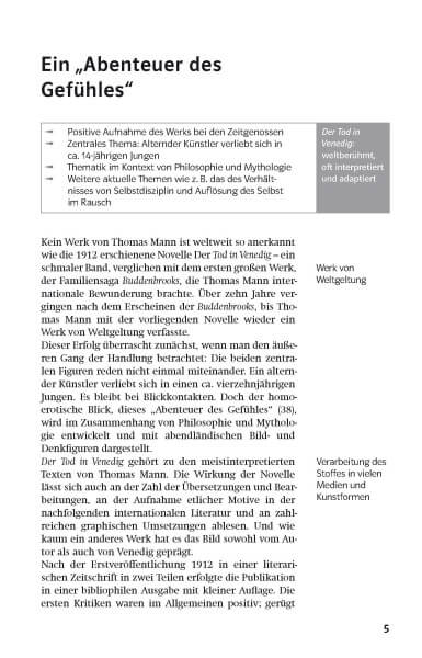 Klett Lektürehilfen Thomas Mann, Der Tod in Venedig