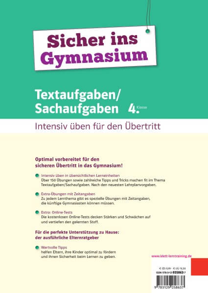 Klett Sicher ins Gymnasium Textaufgaben/Sachaufgaben 4. Klasse