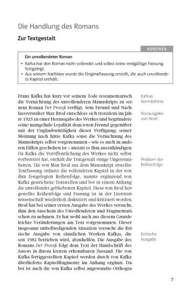 Klett Lektürehilfen Franz Kafka, Der Proceß