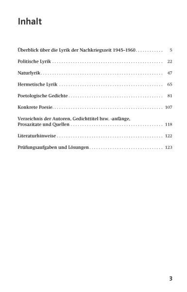 Klett Lektürehilfen Lyrik der Nachkriegszeit 1945 - 1960